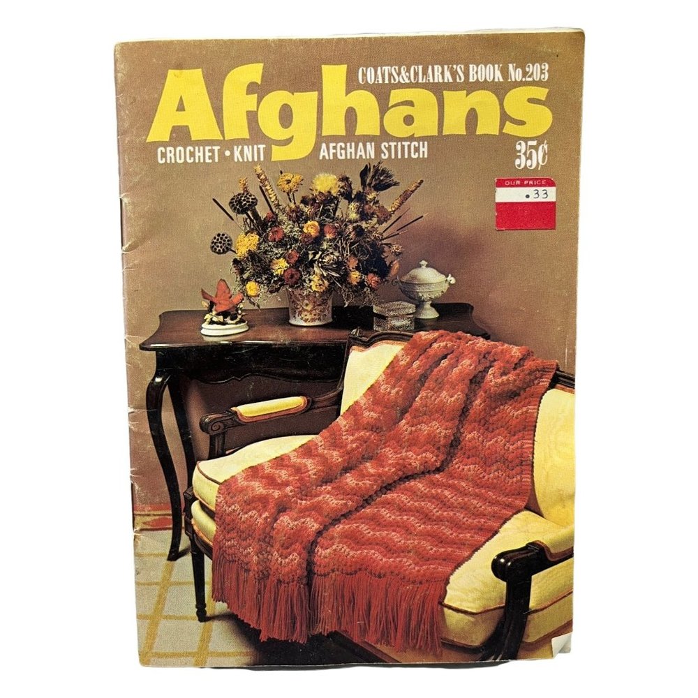 Afghans Coats and Clark Booklet No 203 14 Vintage Crochet Knit Patterns